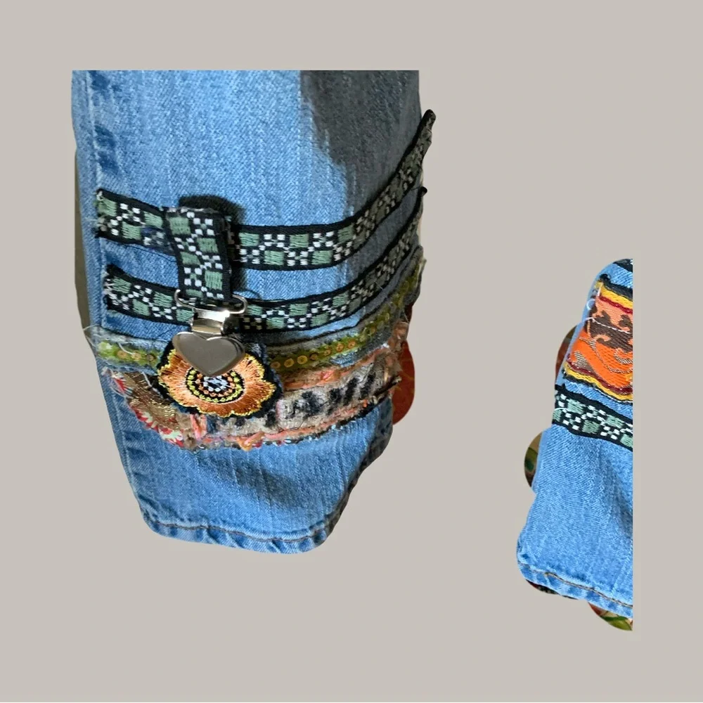 Artistic Patchwork Flare Jeans - Picture 7 of 15